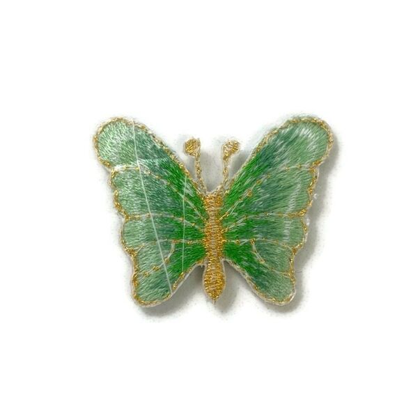 Small Green Butterfly Embroidered Patch - Picture 3 of 3